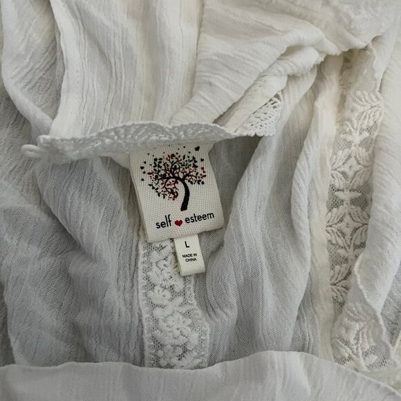 Self Esteem Cream Ivory Lace Boho Rayon Crepe Crop Tank Large - Picture 6 of 7